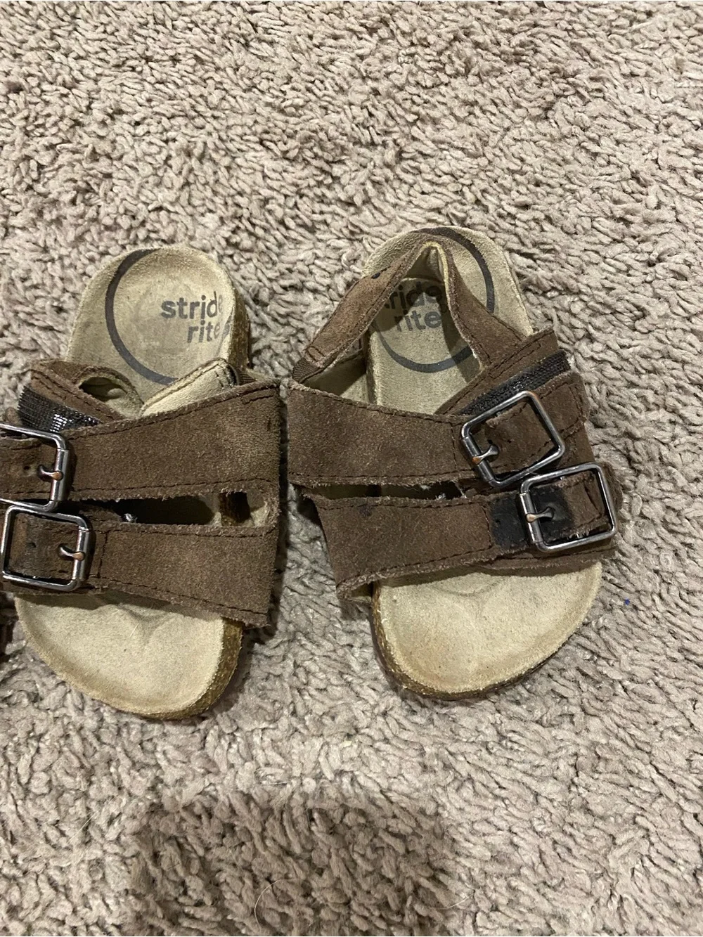 Stride Rite Brown Suede Kids Sandals and Tan Moccasin Set - EUC